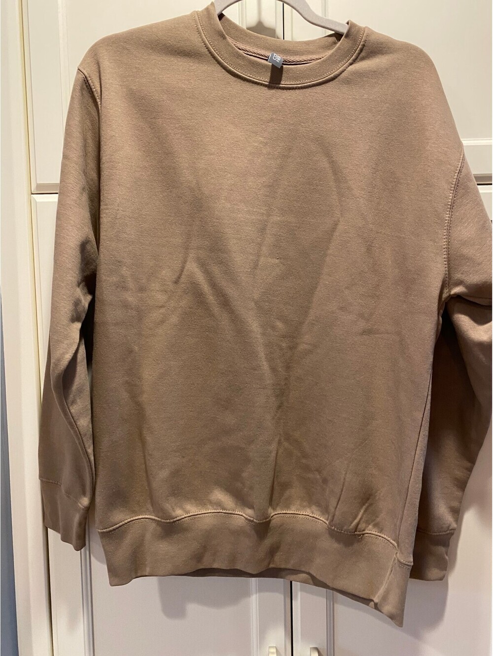 Men's Beige Crewneck Sweatshirt Medium Cotton Blend Casual